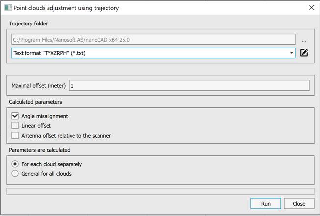CAD software Adjustment of Point Clouds Using a Trajectory 7