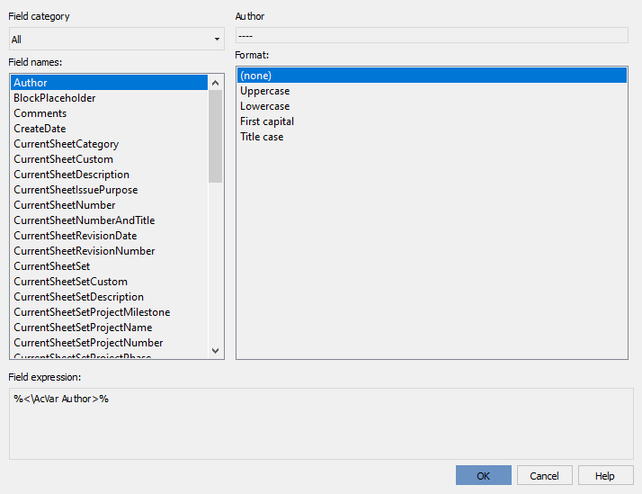 CAD software Context menu entry fields 13