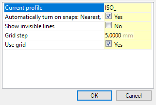 CAD software Quick options 1