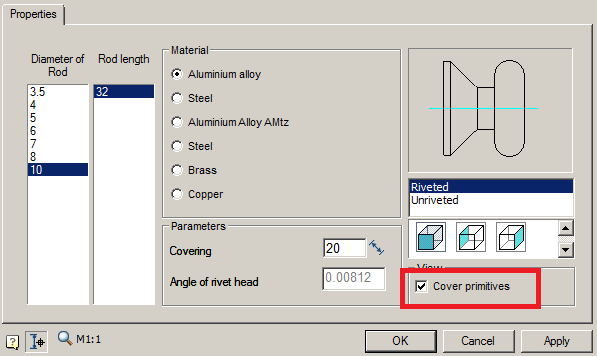 CAD drawing WORKING WITH STANDARD ELEMENTS 209