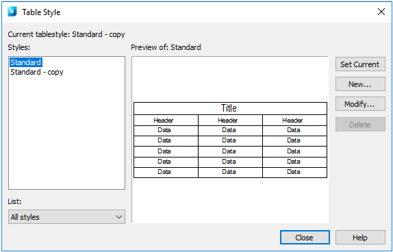 CAD software Table Styles .dwg 7