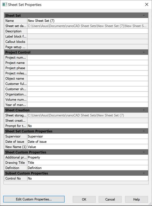 CAD drawing Sheet Set Custom Properties 2