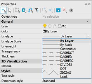 CAD software “Properties” Bar 25