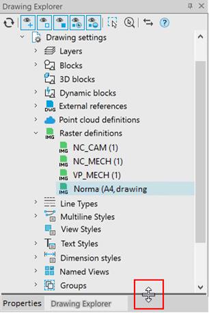 CAD drafting Drawing Explorer Toolbar 42