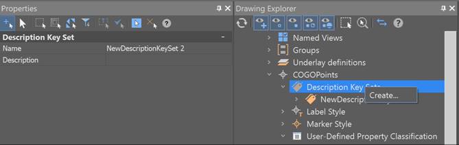 CAD software Description Key Sets and Description Keys 1