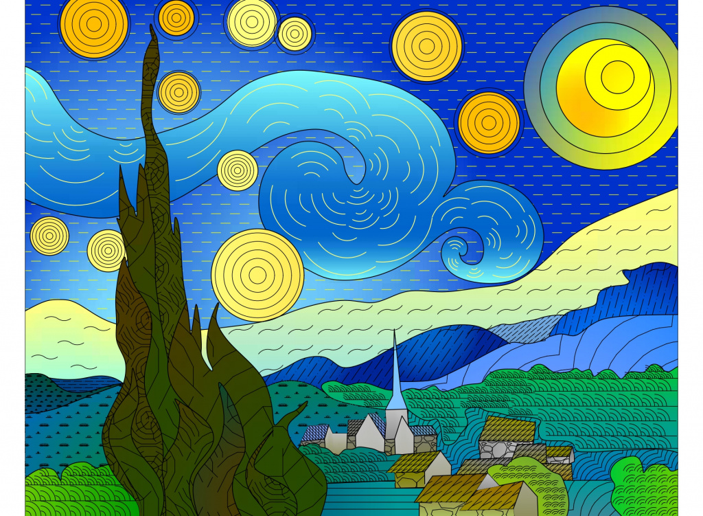 Fig. 2. The Starry Night through the prism of nanoCAD.jpg